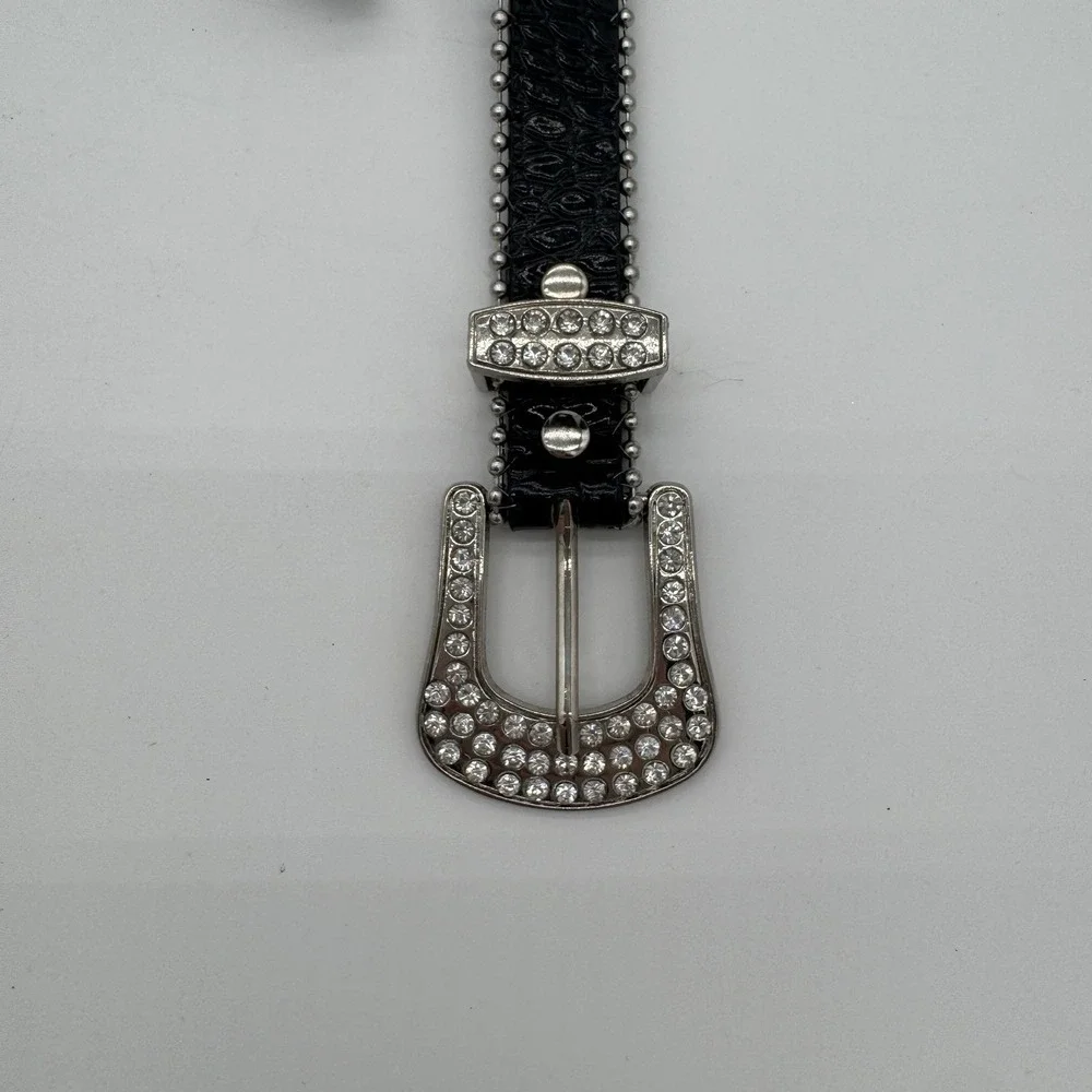 B.B. Simon Crystal Rhinestone‎ Studded Belt Women's Medium Western Bling Cowgirl